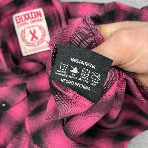 Dixxon Flannel Co Women’s Small Survivor Pink Black Snap Breast Cancer Shirt - Picture 7 of 8